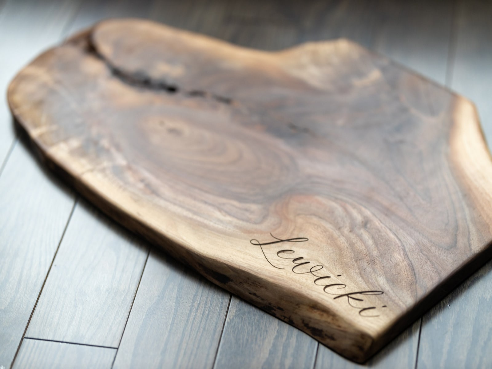 Custom engraved live edge cutting board