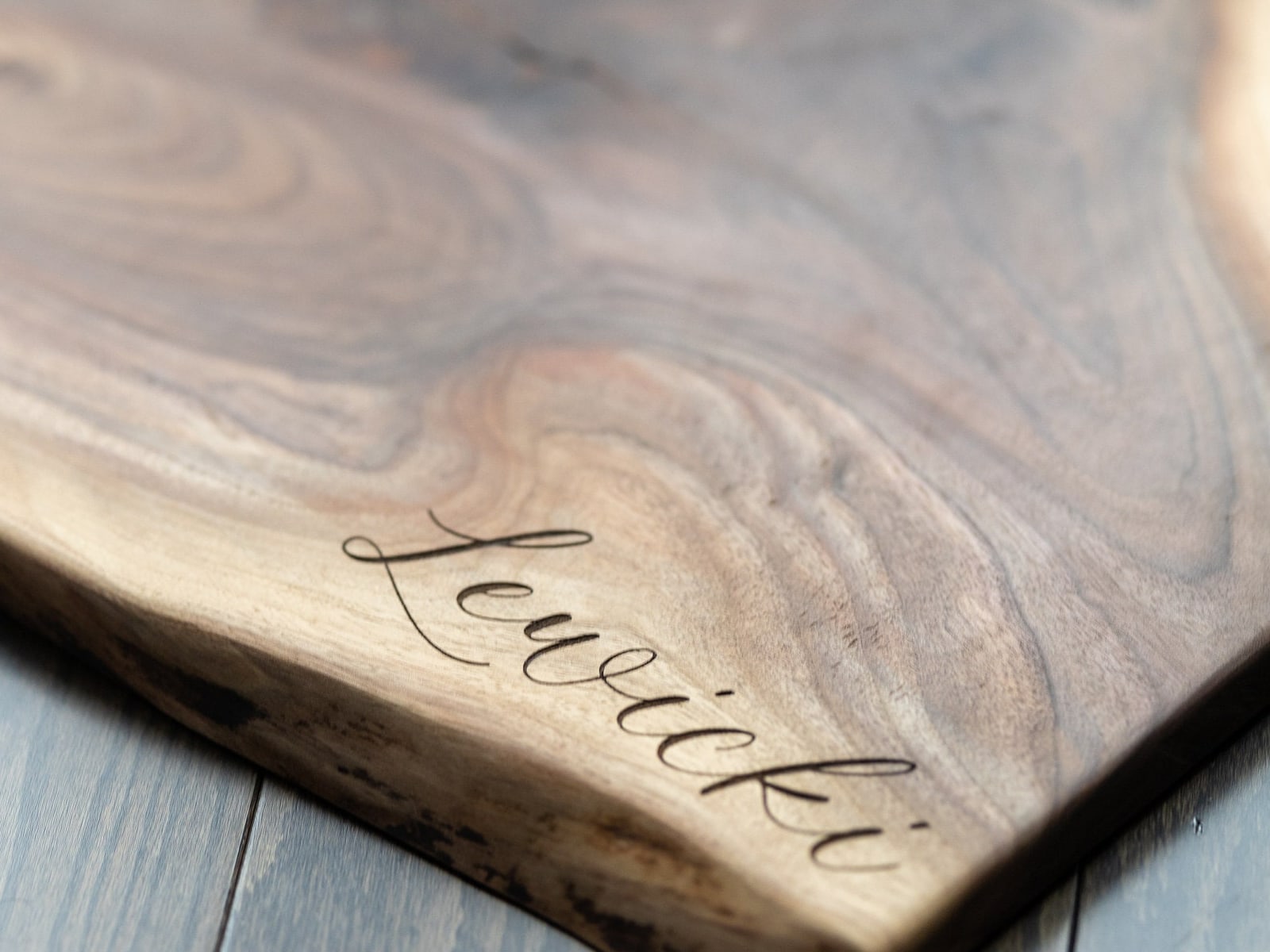 Hardwood grain and finished edge detail on a Fernwood cutting board